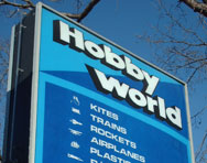 77 Signs_Illuminated Signs_Hobby World Pylon Sign